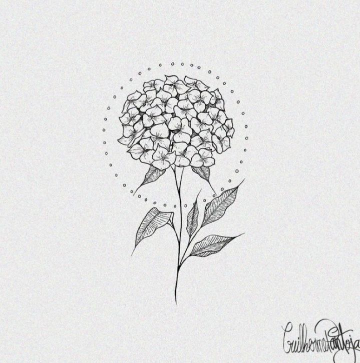 a black and white drawing of a flower