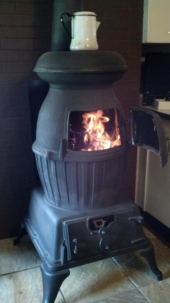 a stove that has some kind of fire in it