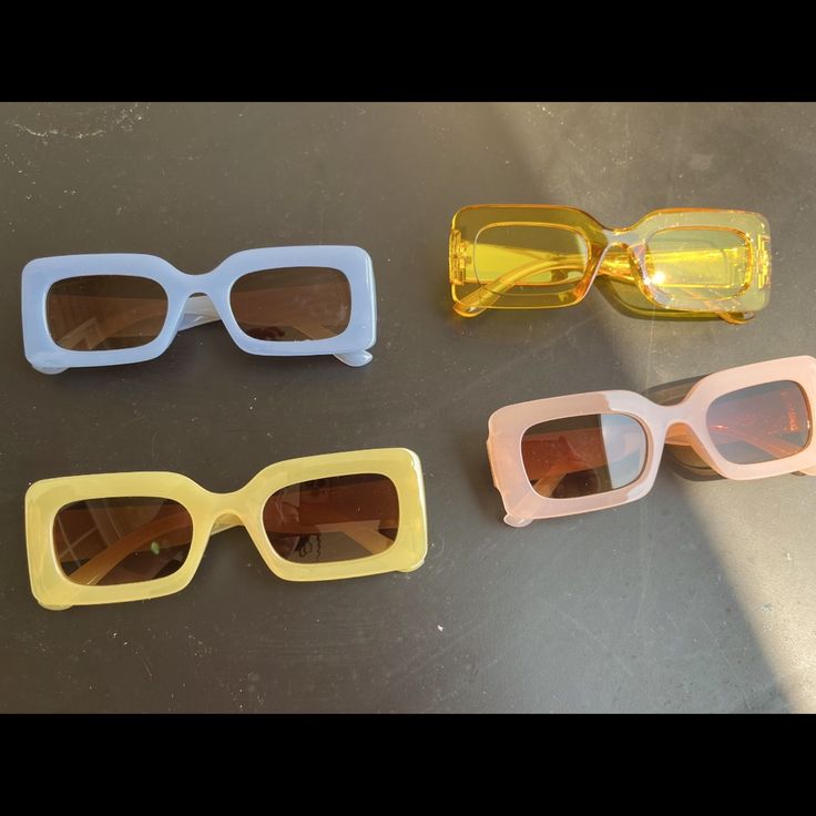 Brand New Rectangle Retro Glasses Yellow Square Frame Sunglasses For Beach, Rectangular Yellow Sunglasses For Summer, Yellow Rectangular Sunglasses For Summer, Casual Yellow Sunglasses For Beach, Retro Yellow Sunglasses For Vacation, Trendy Rectangular Yellow Sunglasses, Trendy Yellow Rectangular Sunglasses, Trendy Multicolor Rectangular Sunglasses, Saint Laurent Fashion