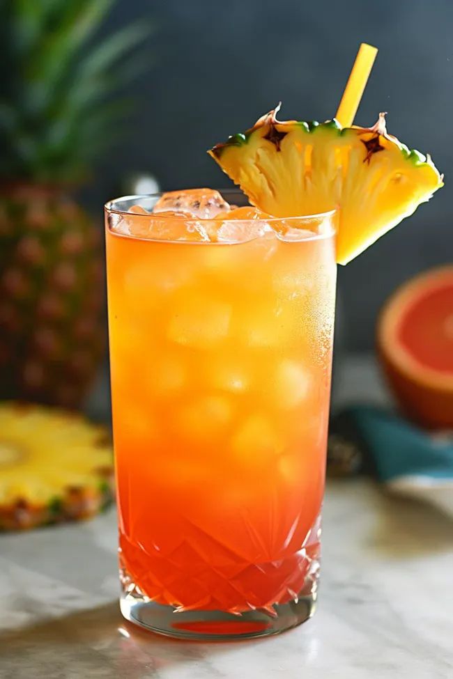 a pineapple and orange drink on a table