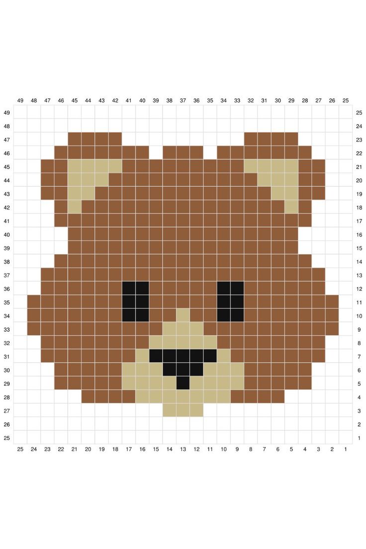 a cross stitch pattern with a teddy bear's face