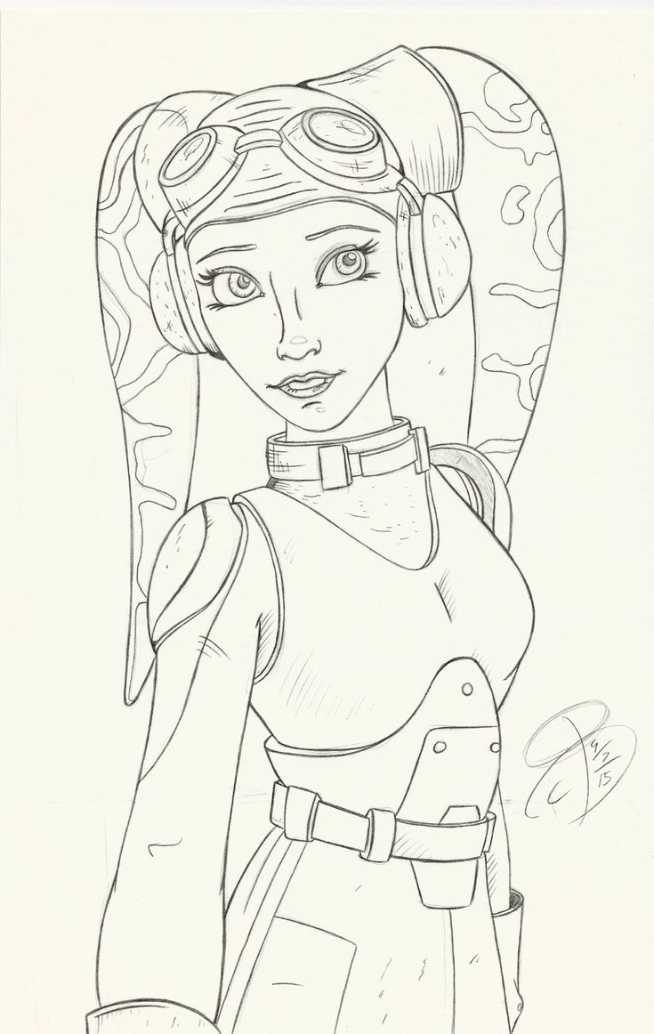 a drawing of a girl with headphones on her ears and an earpiece in her hand