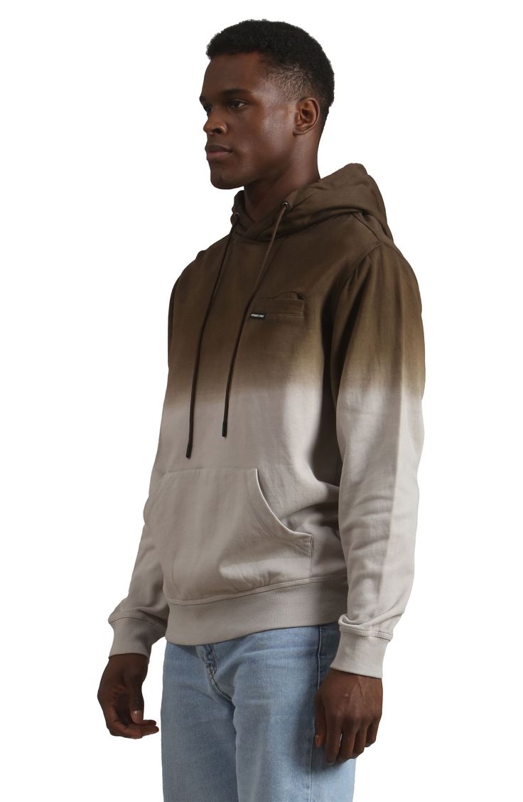 Spice up your casual style with the Men's Ombre Hooded Sweatshirt from Members Only. This hoodie is crafted from 100% cotton for a soft and breathable feel. This hoodie is ideal for layering over your favorite tee or shirt, or rocking on its own for a fun and cool outfit. Jersey Lined Drawstring Hood with Branded Members Only Tips. Long Sleeves with Wide Ribbing at The Cuffs and Hem. Kangaroo Waist Pocket and Soft Brushed Inside. Made with our advanced Windfall protection, this lightweight, 100% Casual Brown Hoodie With Adjustable Hood, Brown Cotton Hoodie With Kangaroo Pocket, Cotton Hooded Hoodie For Fall, Cotton Hoodie With Adjustable Hood For Loungewear, Brown Cotton Hoodie For Fall, Fall Cotton Hooded Hoodie, Cotton Hoodie For Loungewear, Soft-washed Cotton Hoodie, Brown Hoodie With Crew Neck And Drawstring Hood