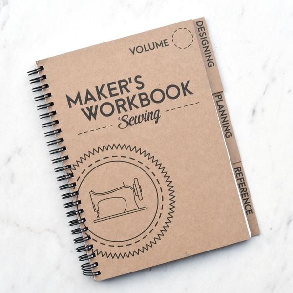 a notebook with the words maker's workbook sewing on it