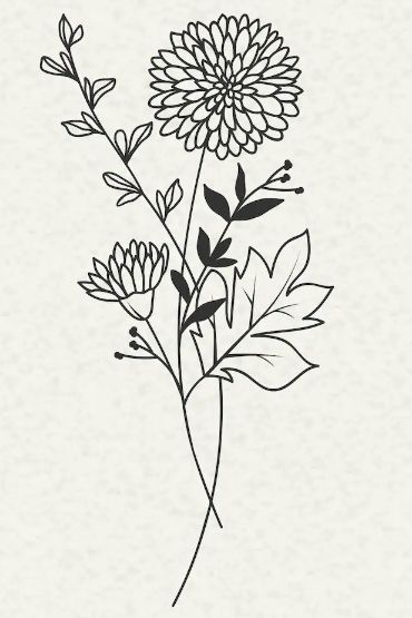 a drawing of some flowers on a white background