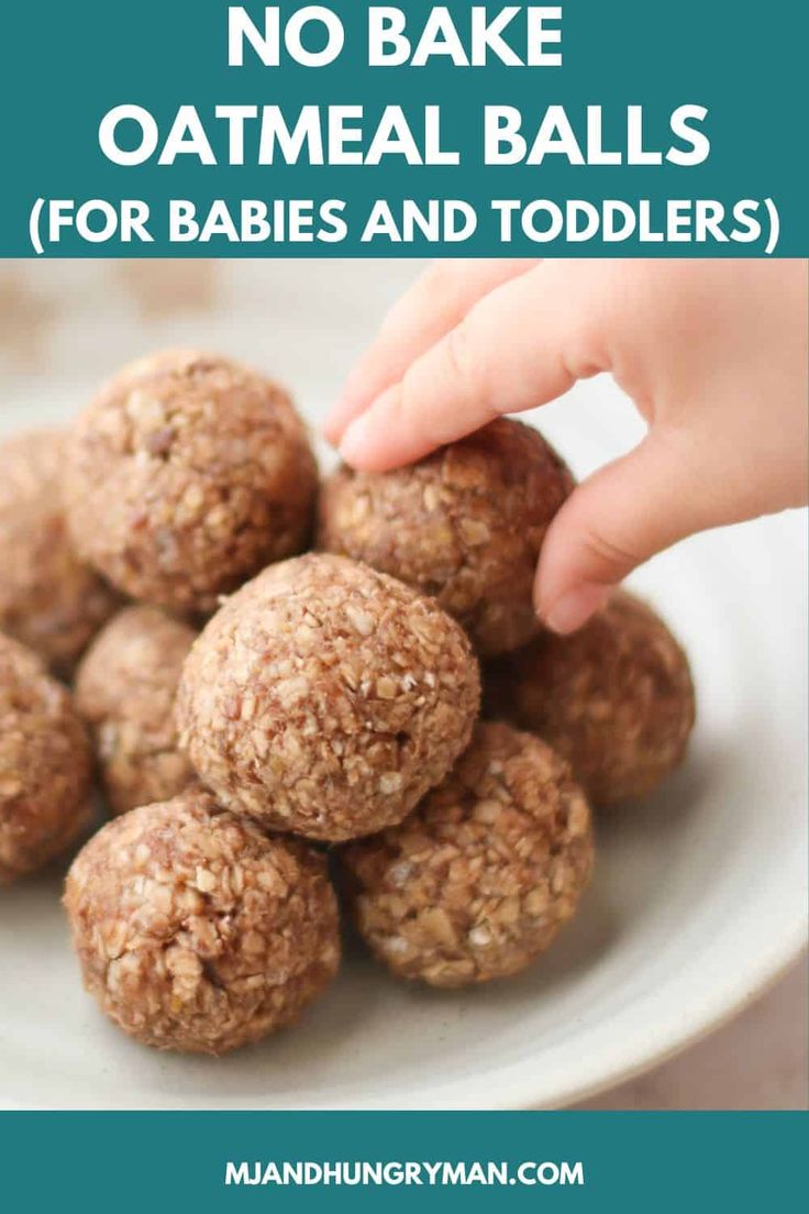 no bake oatmeal balls for babies and toddlers on a plate