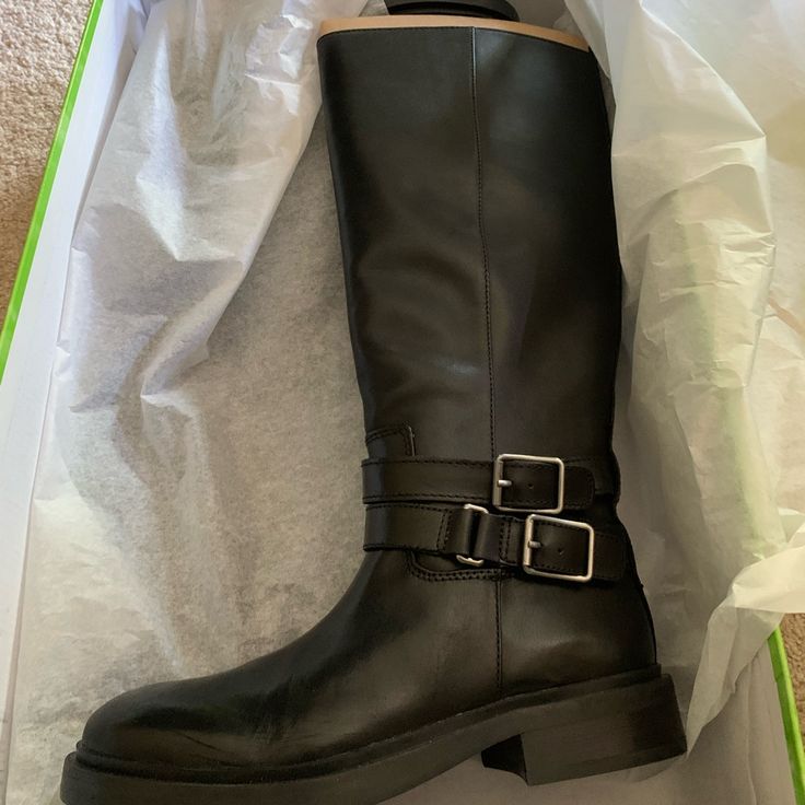 Black Sam Edelman Boots New In Box! Size 7! Bundle With The Other Pair For A Discount! Black Moto Boots With Leather Footbed For Work, Black Moto Boots With Flat Heel For Work, Black Square Toe Moto Boots For Work, Sam Edelman Boots, Sam Edelman Shoes, Sam Edelman, Black Shoes, Women Shoes, Boots