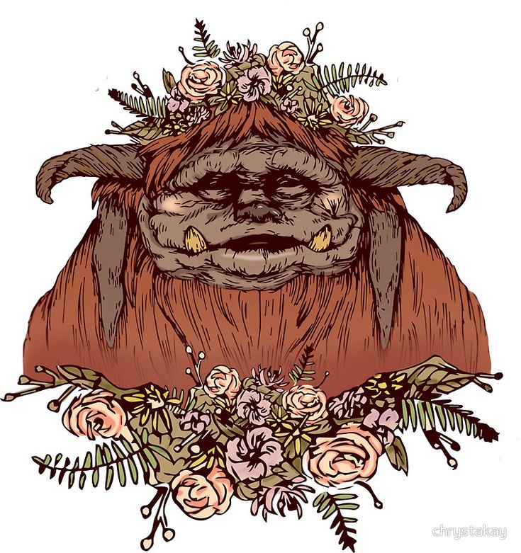 an animal with horns and flowers on it's head is surrounded by greenery