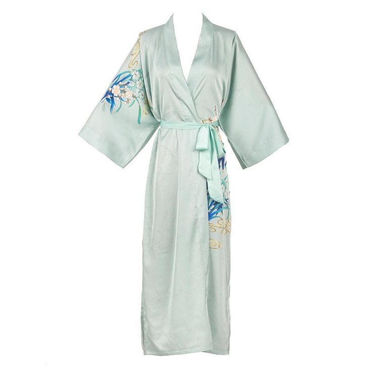 The mulberry silk kimono print robe is, soft color, soft and comfortable, and silky skin-friendly, the combination of pure mulberry silk material and exquisite digital inkjet printing is more elegant and luxurious.● Sexy V-neck, showing the soft line of the neck and modifying the face.● The loose three-quarter sleeves are comfortable and easy for the wrist to move freely.● The waist tie design breaks mediocrity, improves the waistline, and shows the perfect proportion.● Inner ties design, Inner Elegant Spring Kimono For Sleep, Elegant Spring Kimono For Home, Spring Silk Wrap Robe, Spring Sleep Robe With Kimono Sleeves, Elegant Spring Home Robe, Silk Wrap Kimono For Loungewear, Silk Wrap Robe For Sleep, Wrap Robe For Relaxation In Spring, Spring Wrap Robe For Relaxation