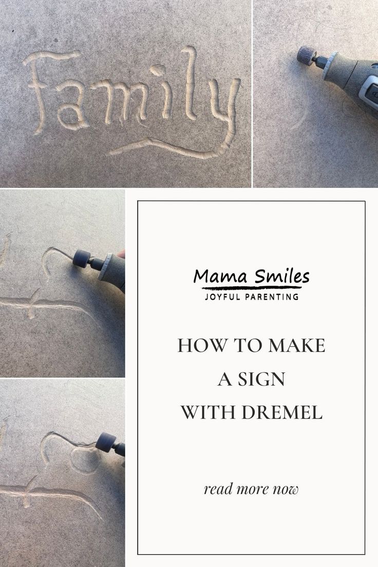 the words how to make a sign with dremel are shown in three different ways