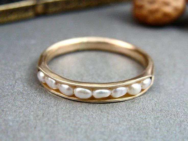 Solid 14k Gold Petite Pearl Stack Ring, Pearl Ring, Pearl Band Ring, Classic Pearl Ring, Stack Ring,14k, Pearl, Siren Jewels, Gifts for Her - Etsy Pearl Wedding Bands, Modern Pearl Jewelry, Pearl Wedding Ring, Pearl Engagement Ring, Stack Ring, Jewelry Essentials, Funky Jewelry, Jewelry Lookbook, Pearl Wedding