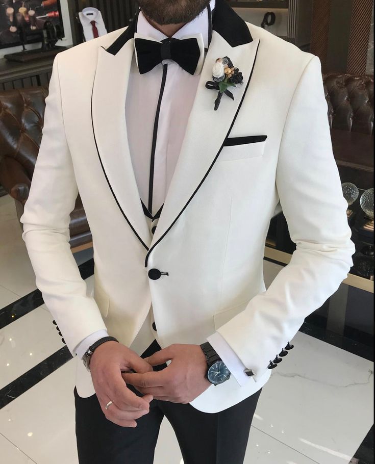 Bojoni Dayton Slim Fit Royal White Tuxedo | BOJONI White Tux, Clothes Jacket, Vest And Pants, Shoe Care Kit, White Tuxedo, Suit Material, Jacket Vest, Wedding Suits, Wedding Outfit