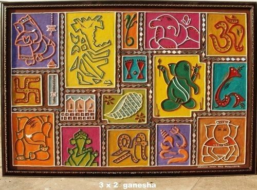 an art piece with many different designs on it