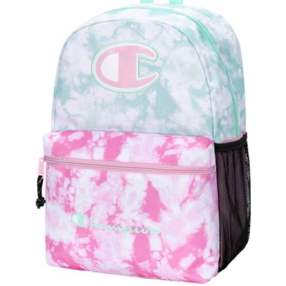 Champion Tie Dye Large Backpack/Os/Nwt Brand New With Tags! Size: 16”H X 11.5”W X 6.25”D Color. Blue/Pink Material: Polyester Rose Zipper Closure/One Zipper Pocket On Front/Padded And Adjustable Straps!2 Bottle Pockets If You Have Any Questions Please Let Me Know Via Message! Happy Shopping! Gear Organizer, Grey Backpacks, Kids Backpack, Pens Pencils, Tie Dye Designs, Blue Backpack, Pink Backpack, Pink Tie Dye, Tie And Dye