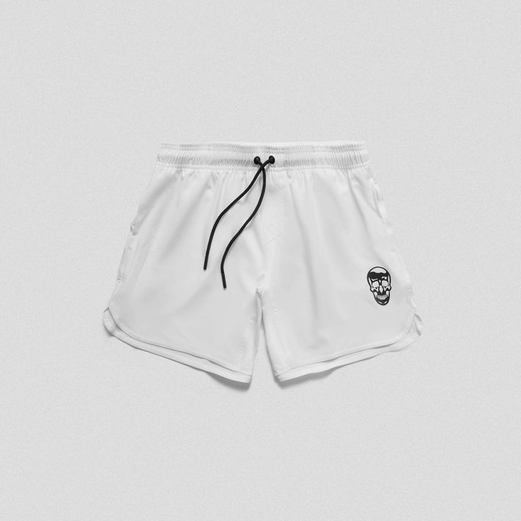 white training shorts front flat lay min White Training Shorts, White Training Activewear Shorts, Functional White Moisture-wicking Athletic Shorts, White Swim Trunks With Built-in Shorts For Training, White Nylon Activewear With Built-in Shorts, Knee Sleeves, Training Shorts, Elbow Sleeve, Belt Size