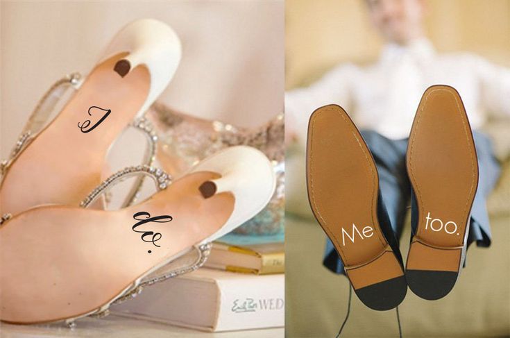 two pictures, one with shoes and the other with me too written on them