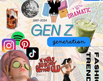 an advertisement for gen z generation with images of women