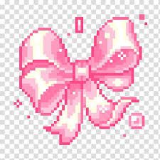 a pixelated pink bow on top of a white background with the letter i in it