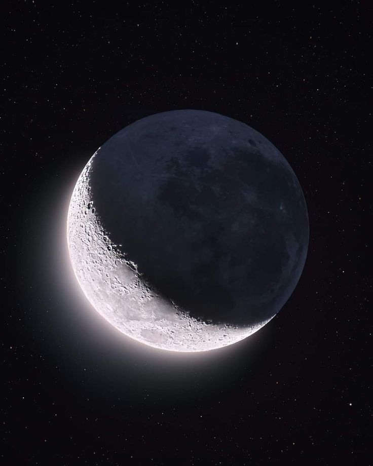 the crescent moon is seen in this artist's rendering, with stars around it