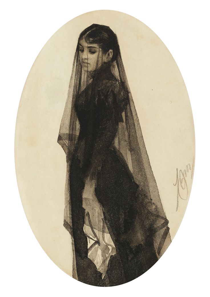 an old photo of a woman wearing a veil