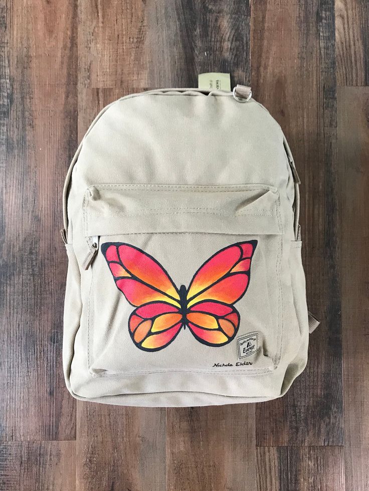 Customized Backpack Ideas, Hand Painted Backpack, Painting On School Bag, Beige On-the-go Bag For Back To School, Beige Casual Standard Backpack, Casual Beige Standard Backpack, Casual Beige Backpack For Everyday Use, Casual Beige Everyday Backpack, Beige Backpack For Back To School