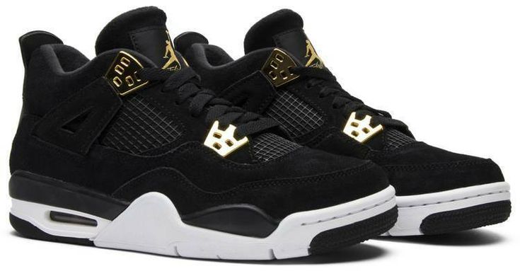 Nike Air Jordan Retro 4 Retro BG Black/Metallic Gold-White 408452-032 Size 6Y. (Women 8).This item is genuine and brand new with box. Jordan 4 Retro Royalty, Air Jordan 4 Royalty, Black And Gold Shoes, Jordans Retro, Air Jordan Retro 4, Jordan 4 Black, Nike Air Jordan 4 Retro, Jordan Retro 4, Nike Air Jordan 4