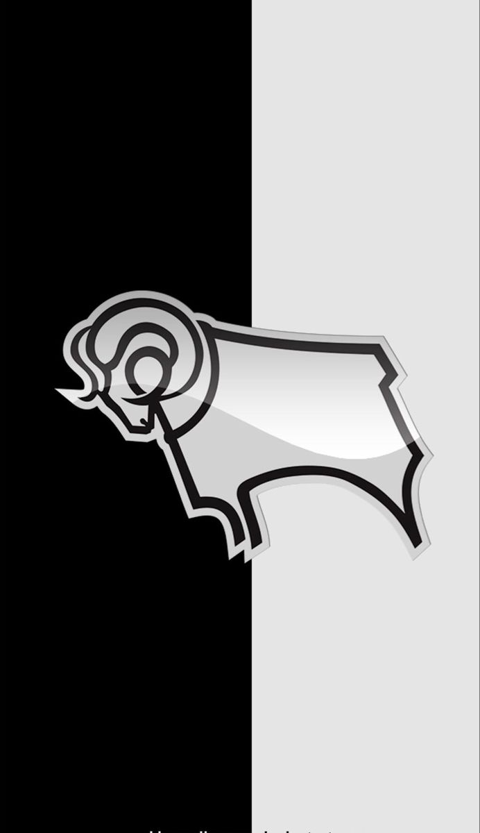 a black and white striped background with an image of a ram in the center, on top of it