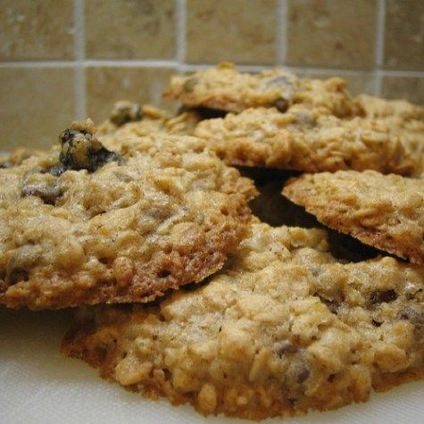 oatmeal cookies are stacked on top of each other