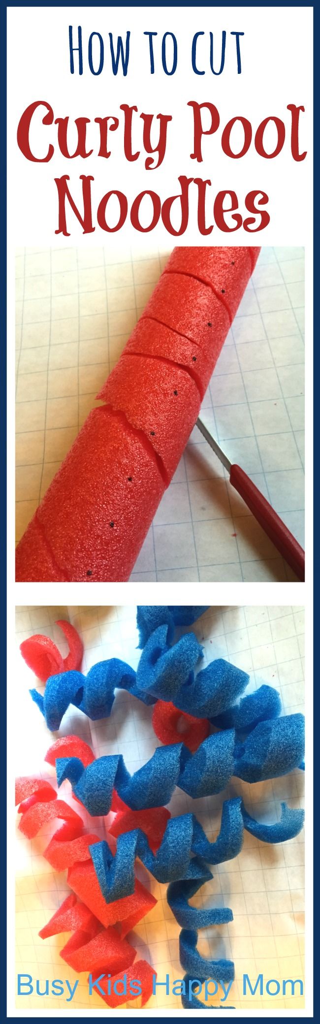 the instructions for how to cut curly pool noodles