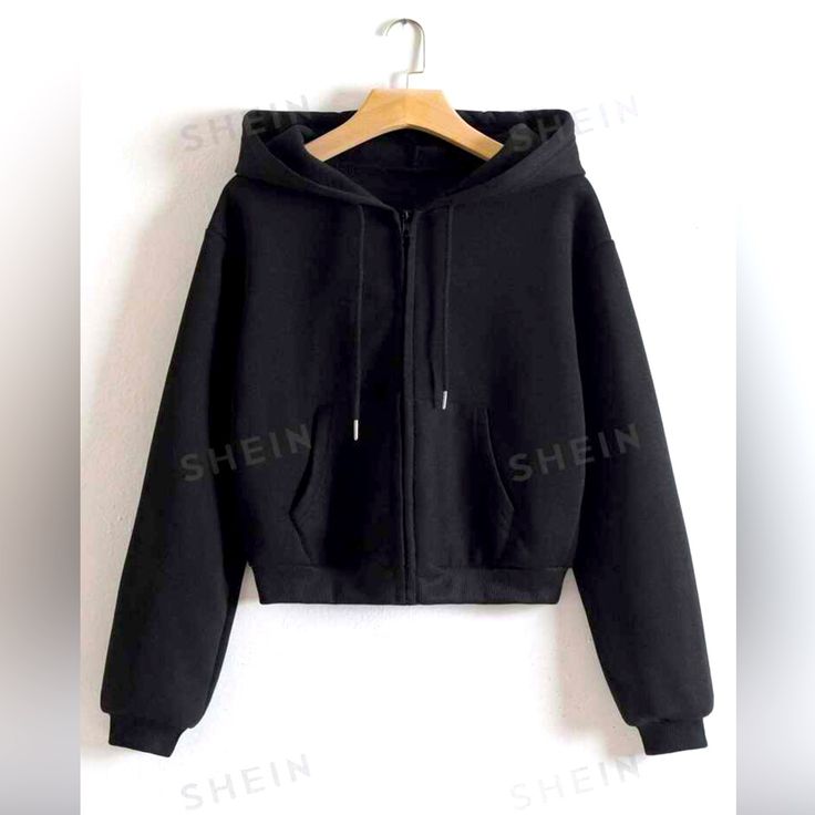 Black Hoodie With Black Zipper Size Xl This Item Is New Never Been Worn. They Were Purchased Through Shein And They Do Not Have A Tag Attached. Zip Up Drop Shoulder Drawstring Crop Hoodie Casual Black Hooded Jacket With Ribbed Cuffs, Black Cotton Zipper Sweatshirt, Black Hoodie Sweatshirt With Zipper Closure, Black Cotton Sweatshirt With Zipper Closure, Black Zipper Closure Sweatshirt For Fall, Black Hooded Sweatshirt With Zipper Closure, Black Zipper Sweatshirt For Fall, Black Hooded Sweatshirt With Zipper, Black Hoodie With Zipper Closure