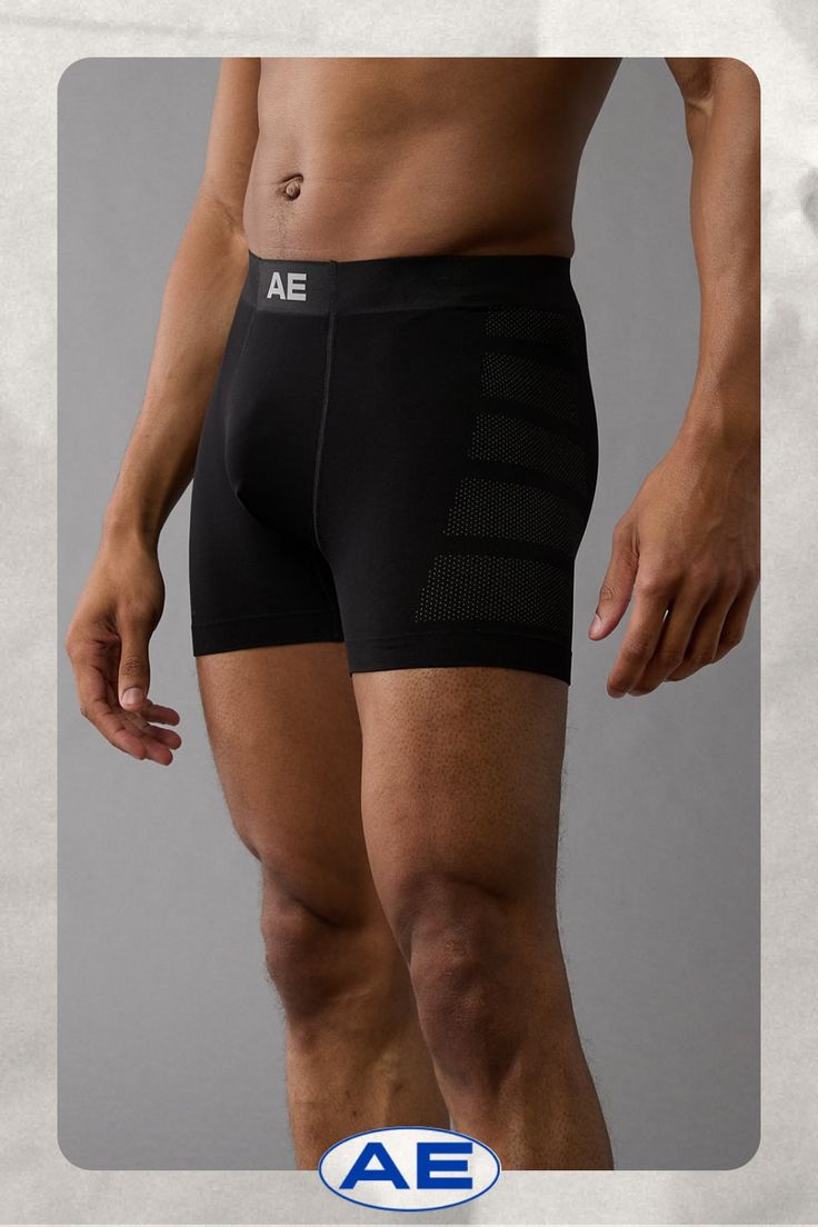 Anti-roll waistband bonded into interior for a clean look/Anti-microbial fabric with breathable mesh/Comfortable, supportive contoured pouch/Minimal flat cover stitching eliminates harsh lines under clothes/Knit turnback hem to prevent briefs from ri Breathable Compression Boxer Briefs, Black Athleisure Boxer Briefs Sweat Resistant, Functional Athletic Shorts With Medium Support, Black Sweat Resistant Athleisure Boxer Briefs, Functional Medium Support Sweat-resistant Athletic Shorts, Functional Running Bottoms With Built-in Padding, Functional Black Boxer Briefs For Sports, Functional Compression Boxer Briefs, Functional Nylon Boxer Briefs For Training