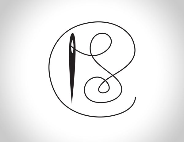 the letter b is inscribed in black ink with a needle and thread on top of it