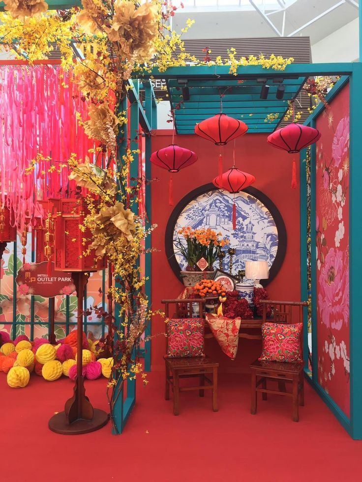 Chinese New Year Backdrop, Chinese New Year Display, Peranakan Design, Asian Party Decorations, Chines New Year, Cny 2023, Asian New Year, Cny 2024, Chinese Deco