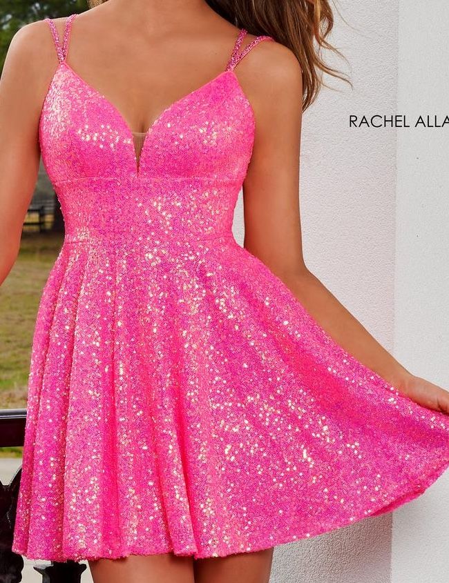 Grade 8 Grad Dresses Hot Pink, Sweet 16 Pink Dresses Short, Bright Pink Homecoming Dress, Pink Hoco Dress Short Glitter, Pink Grad Dresses Short, Prom Dresses Pink Short, Pink Prom Dresses Sparkly, Pink Glitter Dress Short, Glittery Hoco Dress