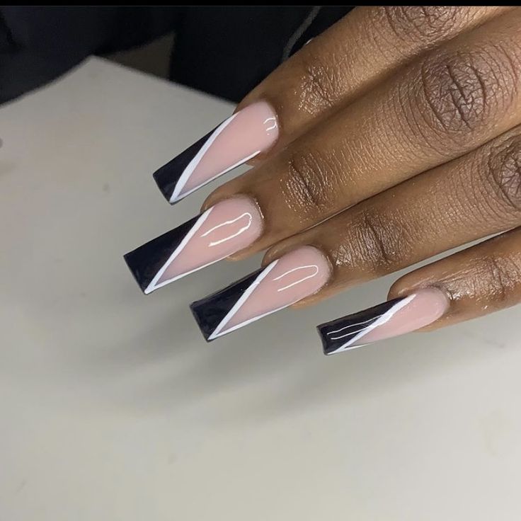 French Tip Nails Plain, V French Tip Nails Long Square, Taped Square Nails Long, Bling French Tip Nails, Bling French Tip, Nails Plain, Airbrush Nails, Plaid Nails, Glamour Nails