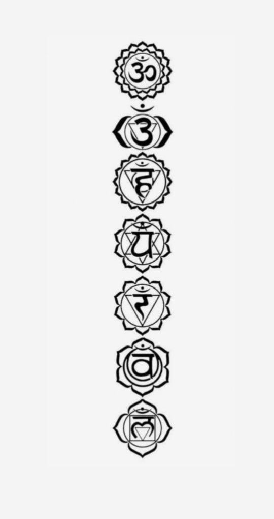 the seven chakras in black and white