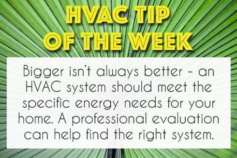 a green palm leaf with the words hvac tip of the week