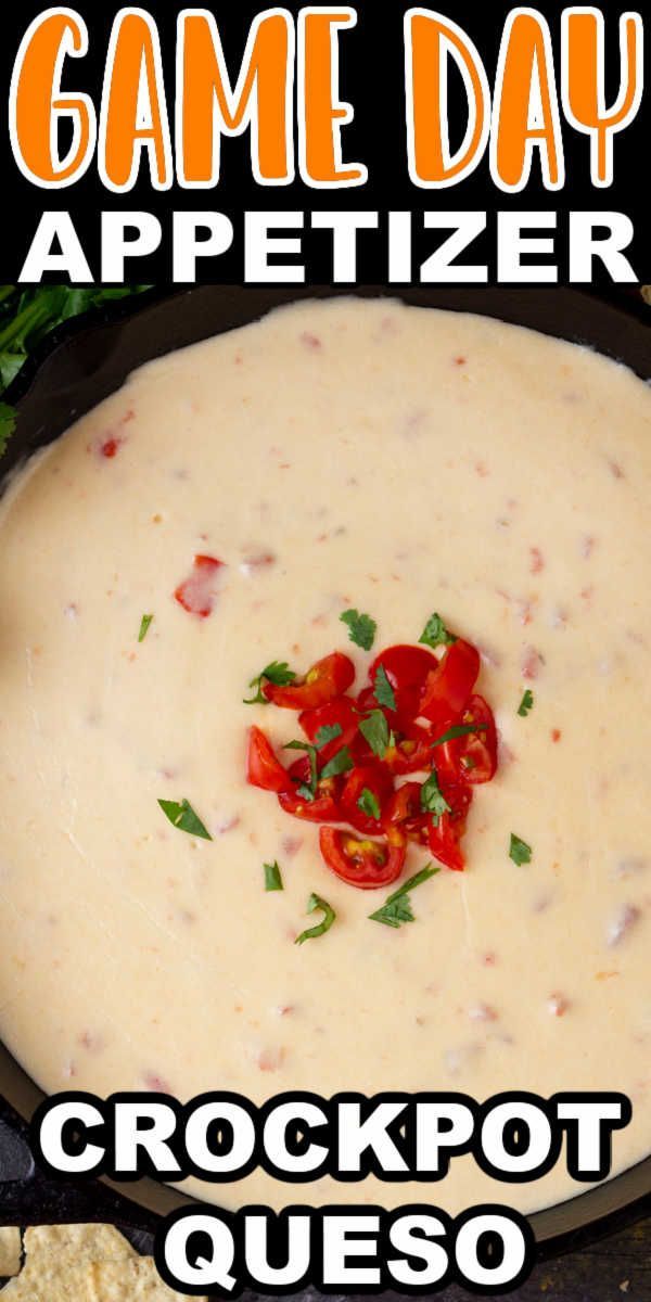 the cover of game day appetizer crockpot queso