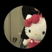 a hello kitty stuffed animal sitting in front of a mirror