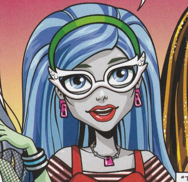 an illustration of a woman with blue hair and glasses holding a tennis racquet