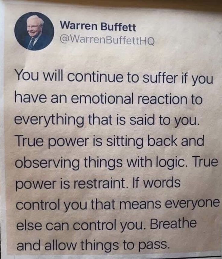 a sign posted on the side of a building that says, you will continue to suffer if you have an emotion reaction to everything that is said to you