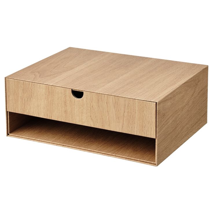 a wooden box with two drawers on it