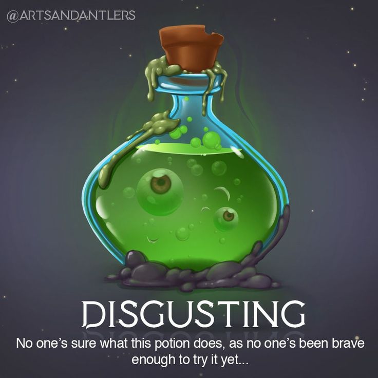 an image of a green liquid in a glass bottle with the words disgusting on it