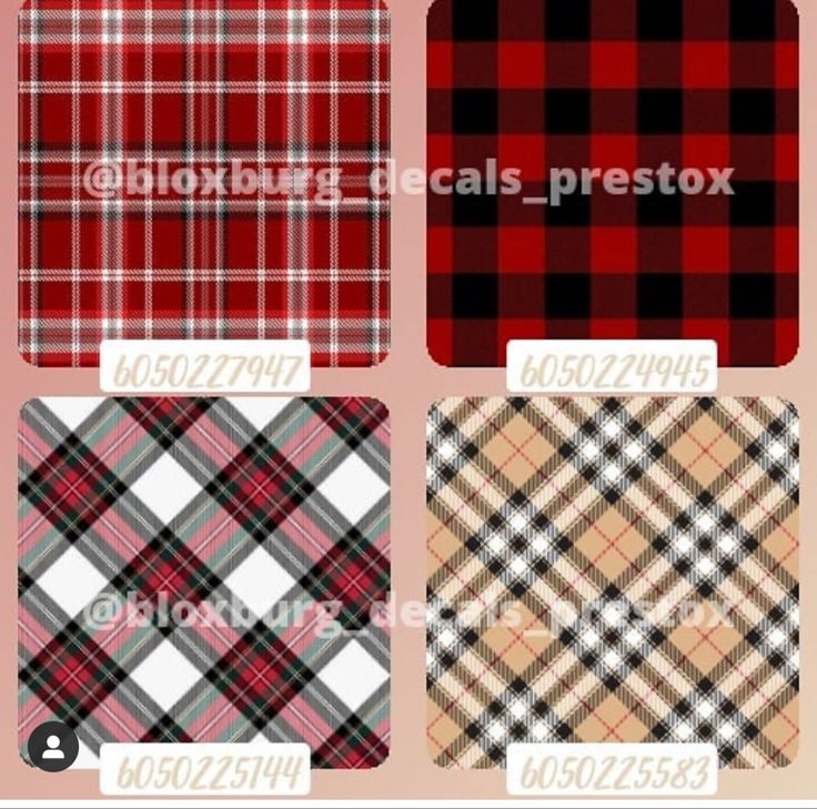 four different plaid patterns are shown in red, black and white colors with the same color scheme