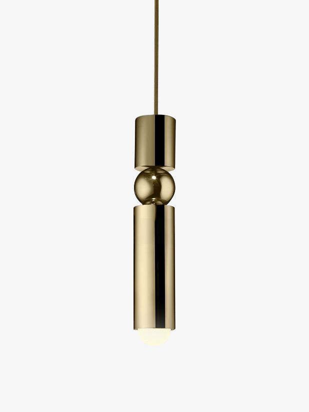 a brass colored light hanging from the ceiling