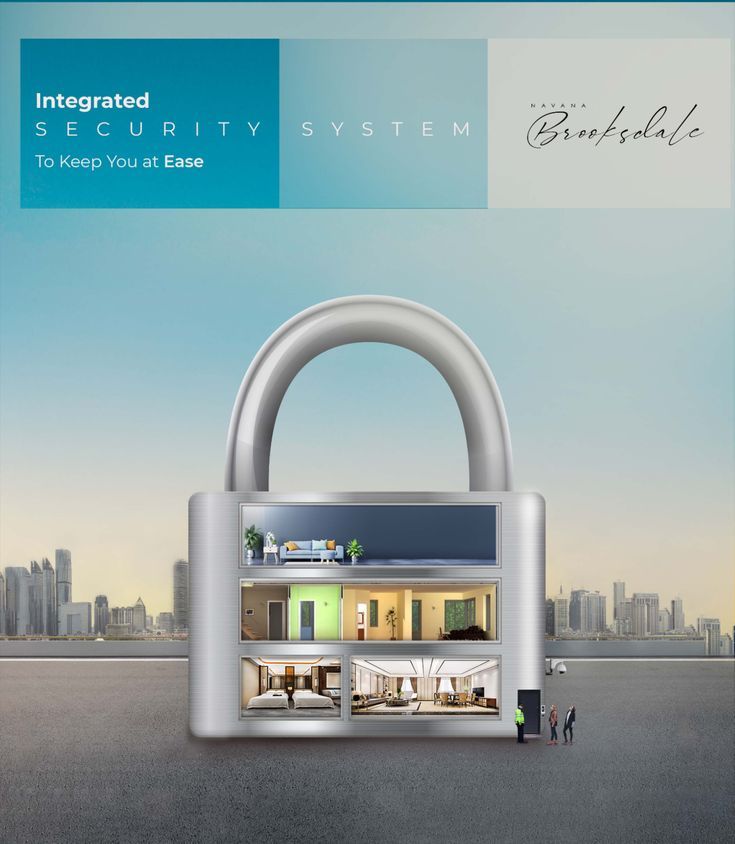 an advertisement for the integrated security system with a padlock in front of a house