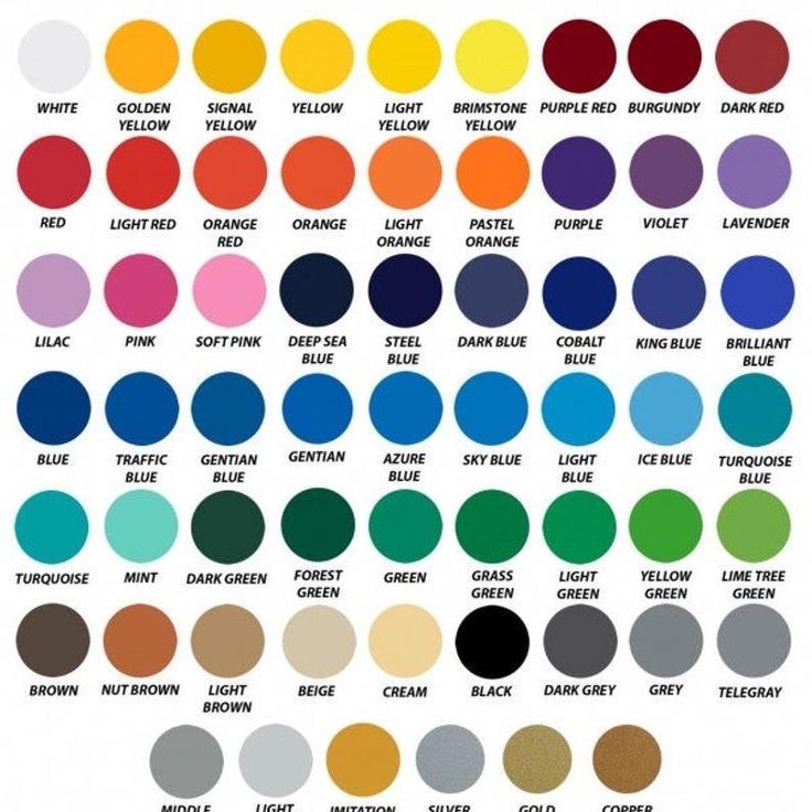 the color chart for different shades of paint