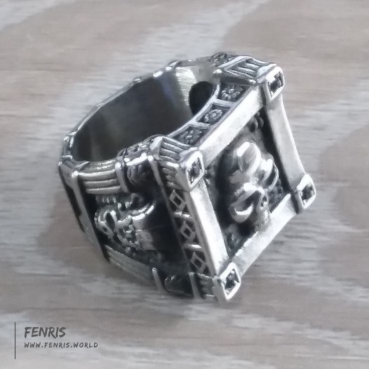 skull ring Mens Skull Rings, Silver Skull Ring, Rocker Style, Architectural Details, Skull Ring, Black Crystals, Ring Silver, Gift Bag, Rocker