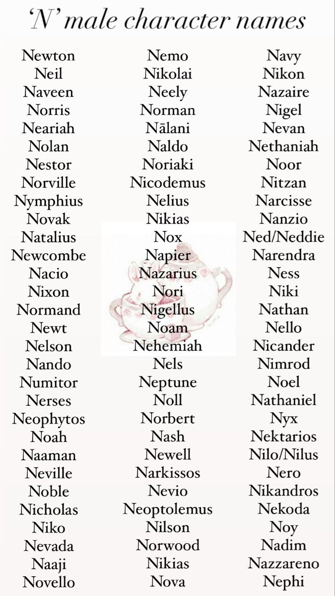 Names beginning in the letter ‘N’. R Male Names, Male Victorian Names, Name Ideas For Book Characters, Male God Names, Pretty Male Names, Boy Names For Characters, Nicknames For Characters, Fantasy Name Ideas Male, Oc Name Ideas Male