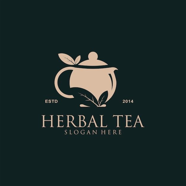 a logo for a tea company with the image of a cup and leaves on it